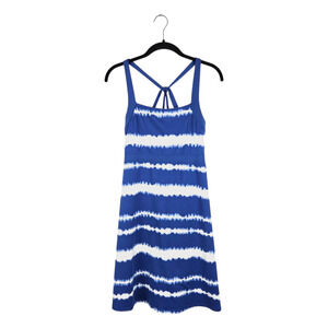 Soybu Blue White Tie Dye‎ Striped Sleeveless Mini Athletic Dress Size Medium